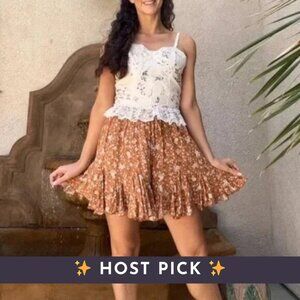 NWT ♡ for good ♡ Flowy Floral Ruffle Shorts / Skort - Neutral Orange